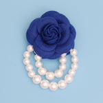 Load image into Gallery viewer, ZPB Sorority Blue Flower Draped Pearls Brooch Pin
