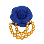 Load image into Gallery viewer, Blue Flower Draped Pearls Brooch
