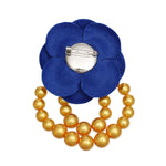 Load image into Gallery viewer, Blue Flower Draped Pearls Brooch
