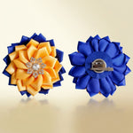 Load image into Gallery viewer, SGRHO Blue Gold Floral Bling Brooch and Hair Clip
