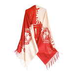 Load image into Gallery viewer, DST Sorority Red Cream Block Fashion Shawl Scarf
