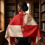 Load image into Gallery viewer, DST Sorority Red Cream Block Fashion Shawl Scarf
