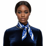 Load image into Gallery viewer, ZPB Blue and White Polka Dot Square Sorority Scarf
