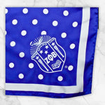 Load image into Gallery viewer, ZPB Blue and White Polka Dot Square Sorority Scarf
