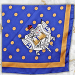 Load image into Gallery viewer, SGRHO Blue Yellow Polka Dot Square Sorority Scarf
