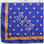 Load image into Gallery viewer, SGRHO Blue Yellow Polka Dot Square Sorority Scarf
