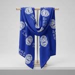 Load image into Gallery viewer, ZPB Long Blue and White Shield Rectangle Scarf
