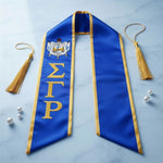 Load image into Gallery viewer, SGRHO Print Legacy Honor Stole in Blue with Gold
