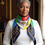 Load image into Gallery viewer, OES Navy Colorblock Five Points &amp; Heroines Scarf
