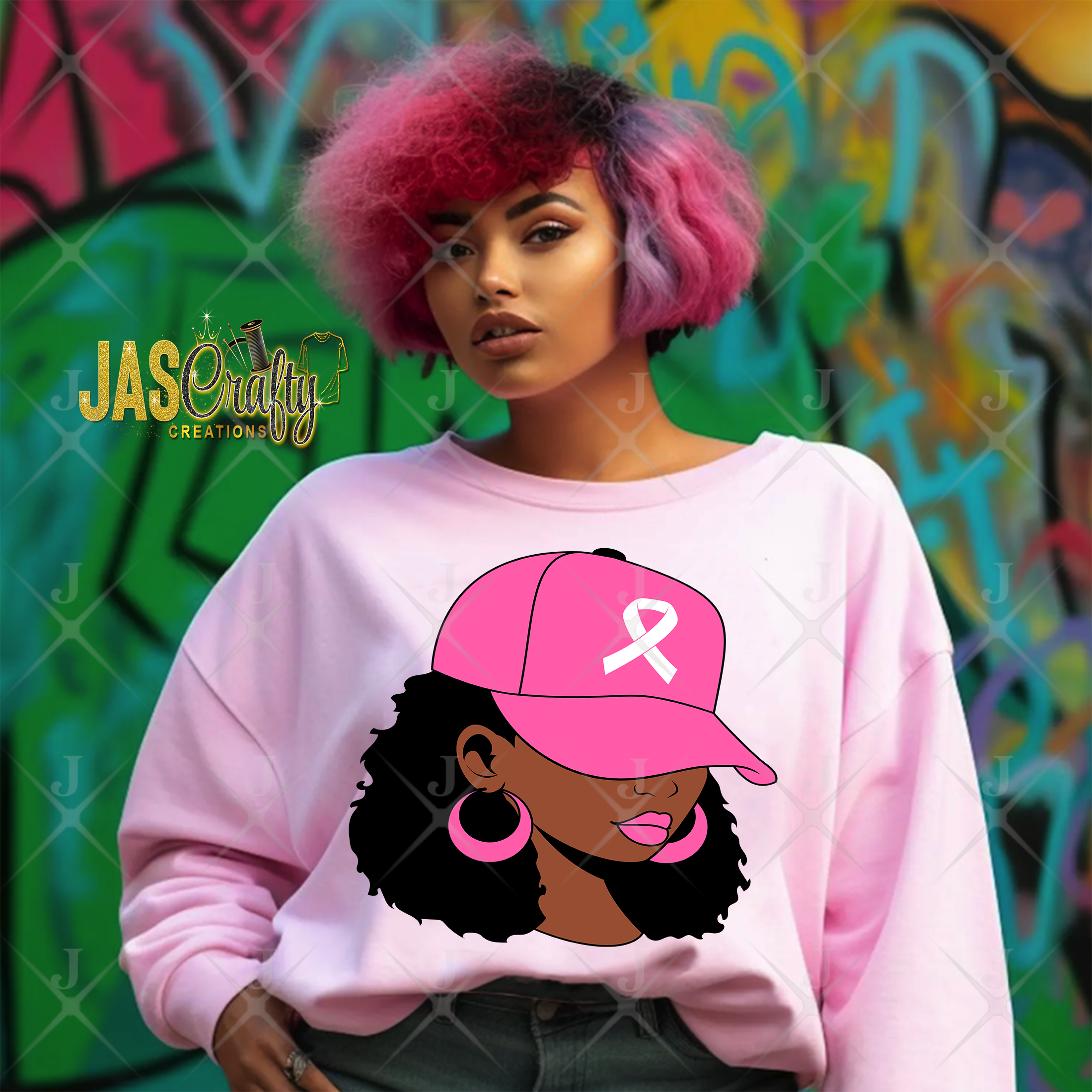 BREAST CANCER LADY HAT SHIRT
