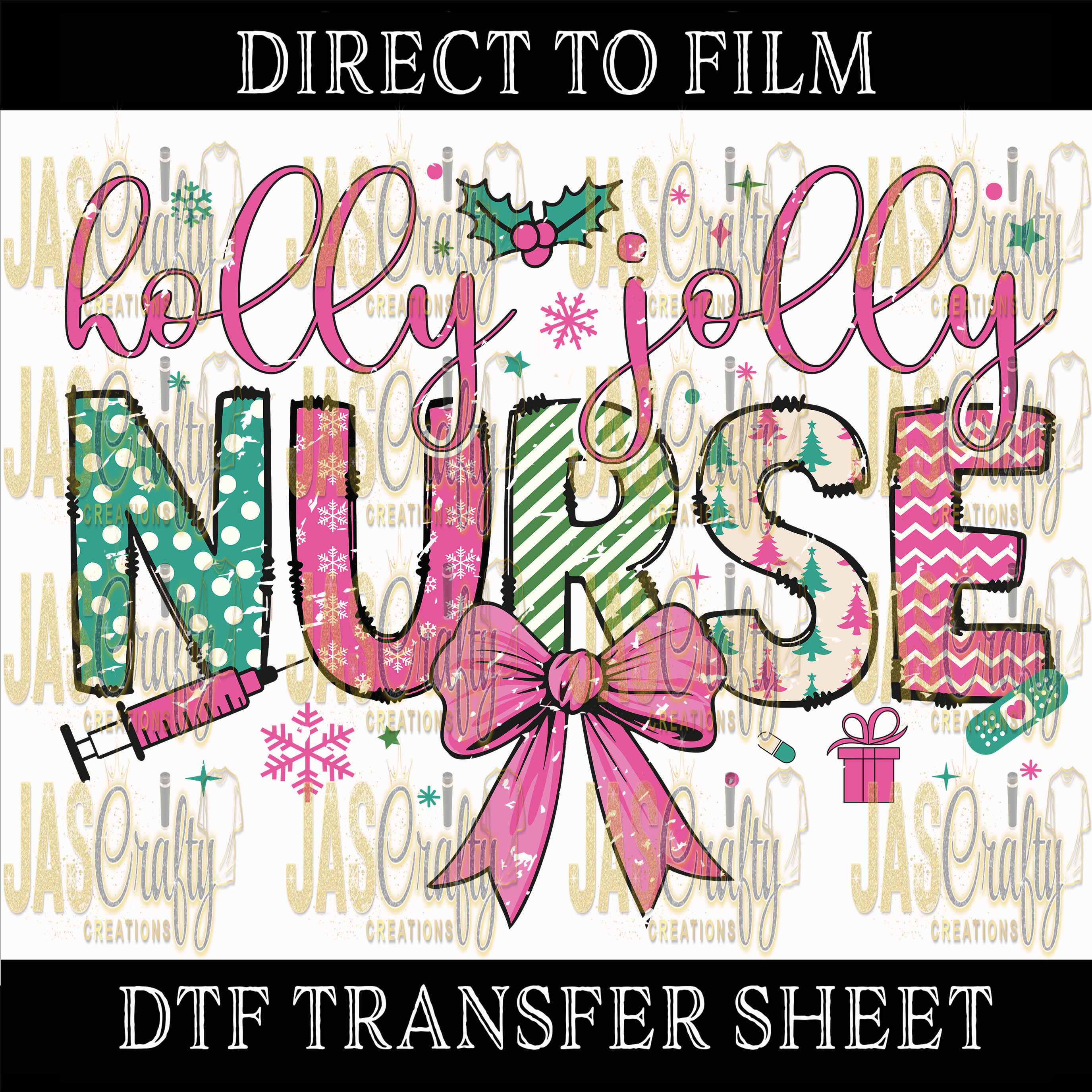 HOLLY JOLLY NURSE READY TO PRESS TRANSFER