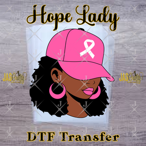 BREAST CANCER LADY WITH HAT READY TO PRESS TRANSFER