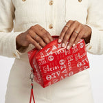Load image into Gallery viewer, DST Red and White Graphic Print Makeup Pouch
