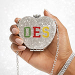 Load image into Gallery viewer, OES Mini Rhinestone Heart Crossbody Compact
