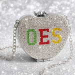 Load image into Gallery viewer, OES Mini Rhinestone Heart Crossbody Compact
