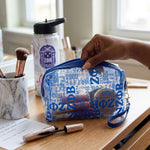 Load image into Gallery viewer, ZPB Blue and Clear Graphic Print Makeup Pouch
