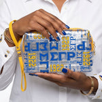Load image into Gallery viewer, SGRHO Blue Yellow Clear Graphic Print Makeup Pouch
