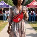 Load image into Gallery viewer, DST Red Canvas Greek Triple Pocket Fanny Pack
