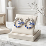 Load image into Gallery viewer, Zeta Phi Beta Rhinestone Chain Hoop Earrings
