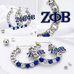 Load image into Gallery viewer, Zeta Phi Beta Rhinestone Chain Hoop Earrings
