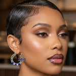 Load image into Gallery viewer, Zeta Phi Beta Rhinestone Chain Hoop Earrings
