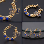 Load image into Gallery viewer, Sigma Gamma Rho Rhinestone Chain Hoop Earrings
