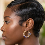 Load image into Gallery viewer, Sigma Gamma Rho Rhinestone Chain Hoop Earrings

