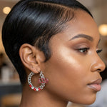 Load image into Gallery viewer, Delta Sigma Theta Rhinestone Chain Hoop Earrings
