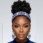 Load image into Gallery viewer, ZPB Blue Clear Rhinestone Black Stretch Headband
