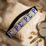 Load image into Gallery viewer, SGRHO Blue Gold Rhinestone Black Stretch Headband

