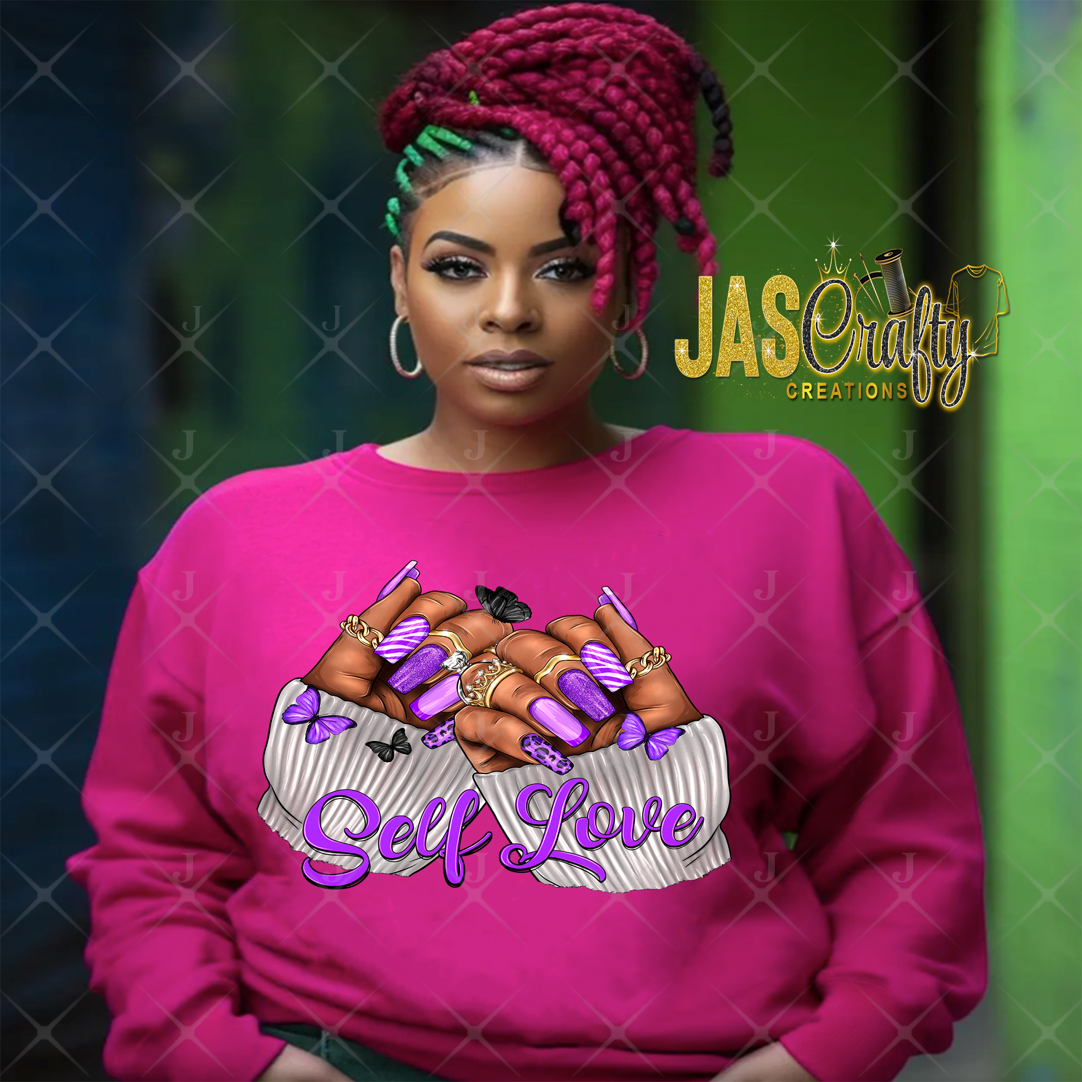 SELF LOVE NAILS PURPLE SHIRT