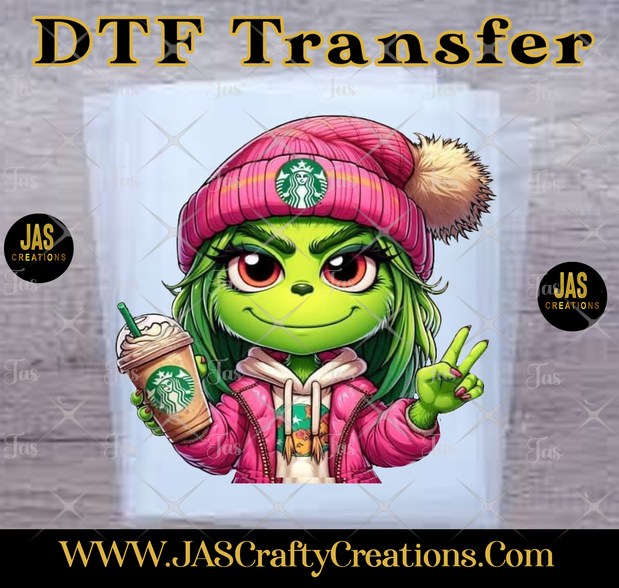 MEAN GREEN COFFEE GIRL READY TO PRESS TRANSFER